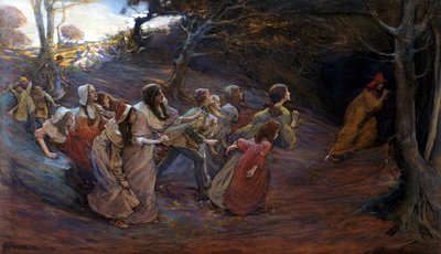 Pied Piper of Hamelin (وسائط مختلطة على الورق) بواسطة إليزابيث أديلا ستانهوب فوربس
