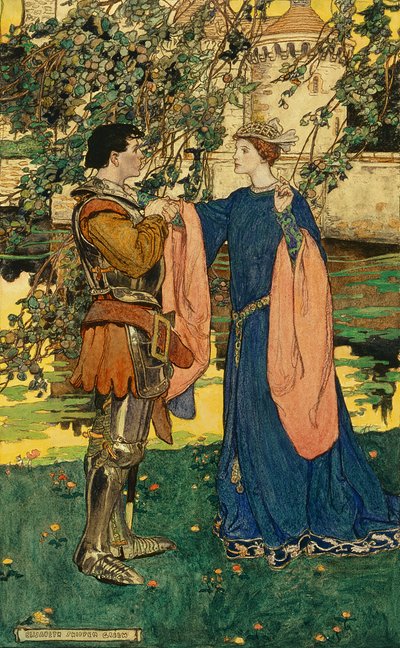 "كان يحدق فيها ووجهه يتلألأ" (قلم وحبر وألوان مائية على ورق) بواسطة إليزابيث شيبن جرين