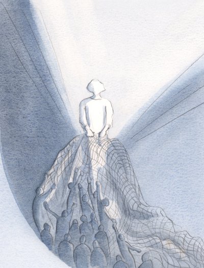 في القداس ، كصياد سمك ، رسم يسوع في ملكوته أولئك الذين يحبونه ، ٢٠٠١ (w - c على الورق) بواسطة إليزابيث وانج