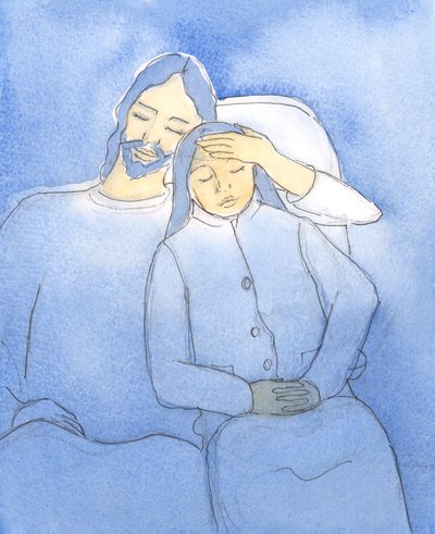يحب المسيح أن يرحب بأصدقائه في المناولة المقدسة ، 2004 (w - c على الورق) بواسطة إليزابيث وانج
