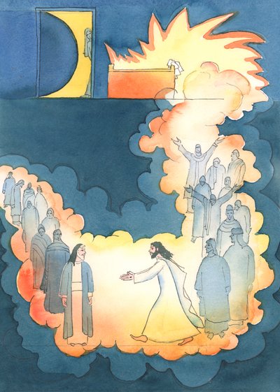 اندفع المسيح لرؤية إبراهيم في العالم السفلي ، 2004 (w - c على الورق) بواسطة إليزابيث وانج