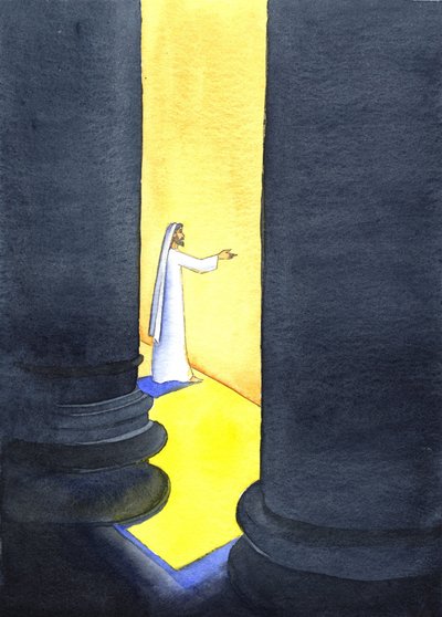بشر يسوع المسيح في الهيكل ، وتمسكت الجموع بكلماته ، 2001 (w - c على الورق) بواسطة إليزابيث وانج