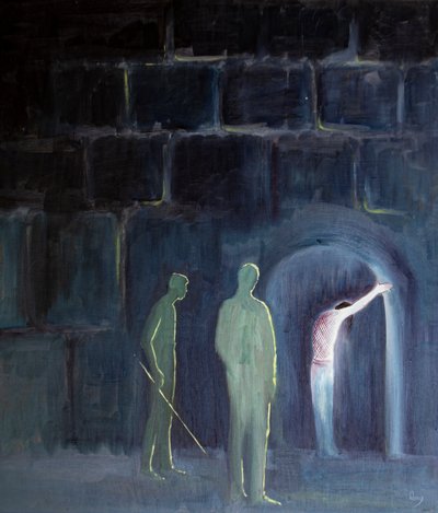 سمح الآب لابنه أن يعاني من آثار الخطيئة من أجل خلاصنا ، 2001 (زيت على اللوح) بواسطة إليزابيث وانج