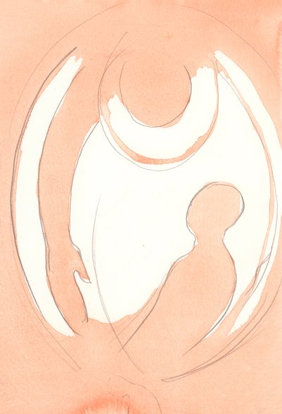 عندما نتوب عن خطايانا ، يحتضننا الله الآب في حركة سريعة من الغفران ، 2001 (w - c على الورق) بواسطة إليزابيث وانج