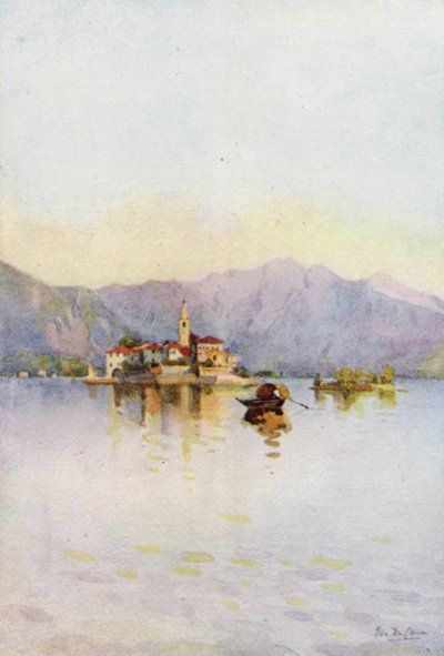 Isola Pescatori و Sasso di Ferro ، بحيرة Maggiore (لون ليثو) بواسطة إيلا دو كين