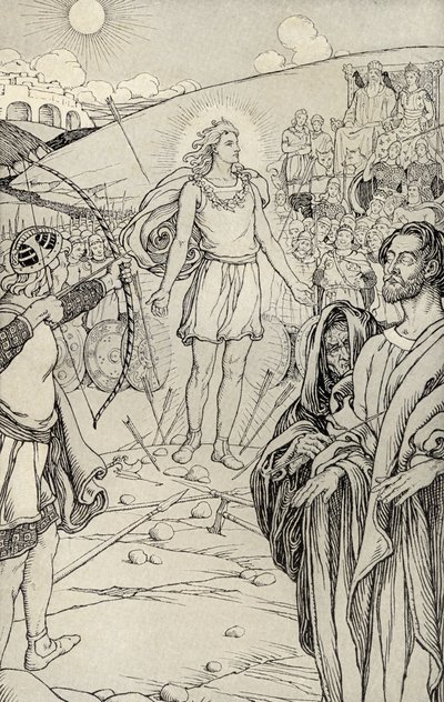 كل سهم تجاوز رأسه ، توضيح من "أساطير من العديد من الأراضي" ، نُشر عام 1912 بواسطة إلمر بويد سميث