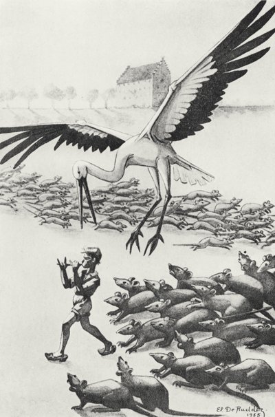 نيلز ، الجرذان والأوز ، رسم توضيحي من "مغامرات نيلس الرائعة" ، بقلم سيلما لاغيرلوف (1858-1940) 1906-07 بواسطة إلسا دي رايدر