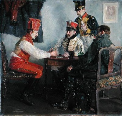 على طاولة البطاقات (زيت على قماش) بواسطة إيمانويل باتراك باري