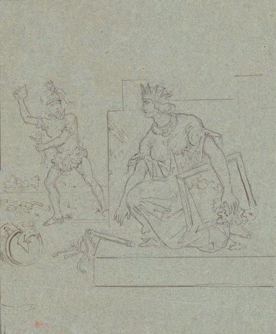 كارتون سياسي عن الحرب الأهلية الأمريكية ، c.1860 (قلم وحبر وجرافيت على ورق مطلي باللون الرمادي بواسطة إيمانويل جوتليب لوتز
