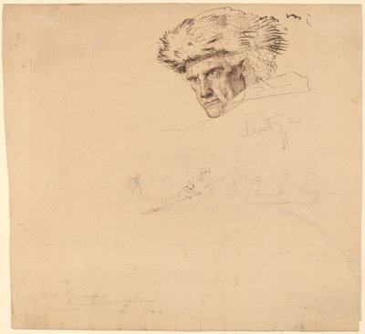 دراسات لـ "Washington Crossing the Delaware" [وجه الصفحة] بواسطة إيمانويل جوتليب لوتز