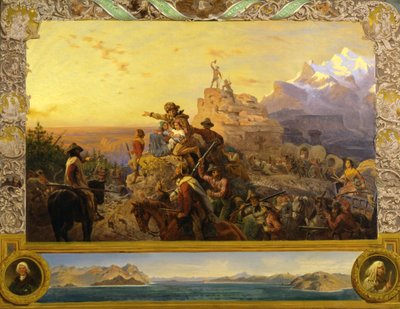 غربًا ، مسار الإمبراطورية يسلك طريقه دراسة جدارية ، مبنى الكابيتول الأمريكي ، 1861. بواسطة إيمانويل جوتليب لوتز
