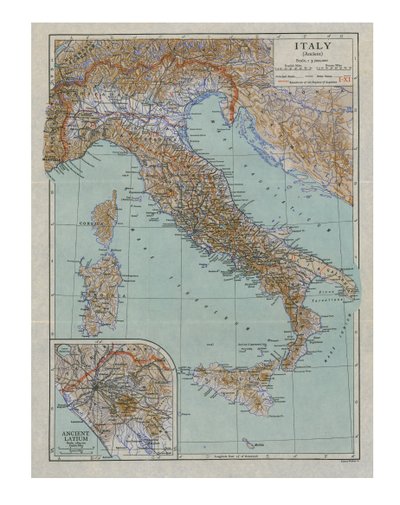 خريطة إيطاليا القديمة ، c1910s. بواسطة ايمري ووكر