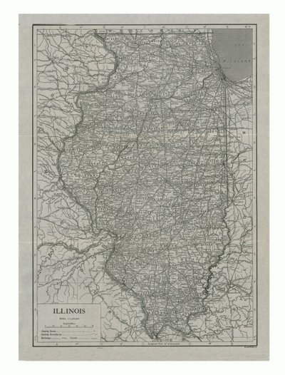 خريطة إلينوي ، الولايات المتحدة الأمريكية ، c1910s. بواسطة ايمري ووكر