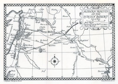 خطوط السكك الحديدية والسيارات والأنابيب ، الصحراء السورية ، 1937 بواسطة ايمري ووكر