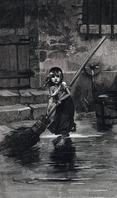 مشهد من البؤساء ، بقلم فيكتور هوغو: تجتاح Cosette (نقش) بواسطة إميل أنطوان (بعد) بايارد