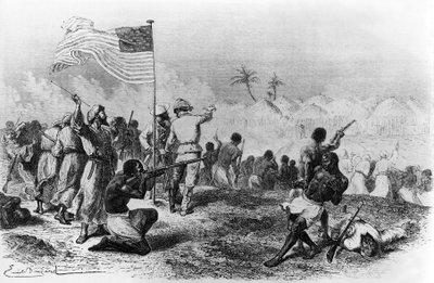 هجوم زيمبيسو بحثًا عن ليفنجستون 1871-1872 (رسم) بواسطة إميل أنطوان بايارد