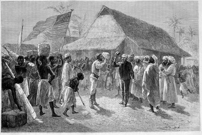 لقاء بين السير هنري مورتون ستانلي (1841-1904) وديفيد ليفنجستون (1813-1873) في "لو تور دو موند" بواسطة إميل أنطوان بايارد