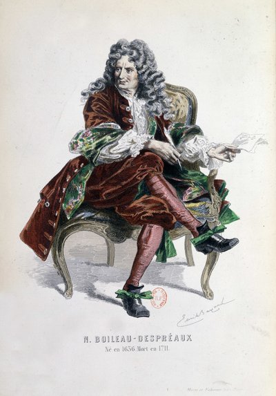 صورة لنيكولاس بويلو ديسبرو (Boileau-Despreaux) (1636-1711) في "أعمال نيكولاس بويلو" باريس 1873 (نقش) بواسطة إميل أنطوان بايارد