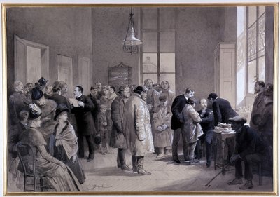 مشاهد تلقيح في مختبر المدرسة العادية عام 1886 (رسم) بواسطة إميل أنطوان بايارد