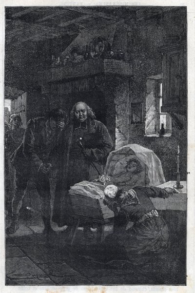 The Myriel Eveque with a Mourning Family - رسم لإيميل بايارد (1837-1891) لـ "البؤساء - الجزء الأول: فانتين" بقلم فيكتور هوغو (1802-1885) 1862 بواسطة إميل أنطوان بايارد