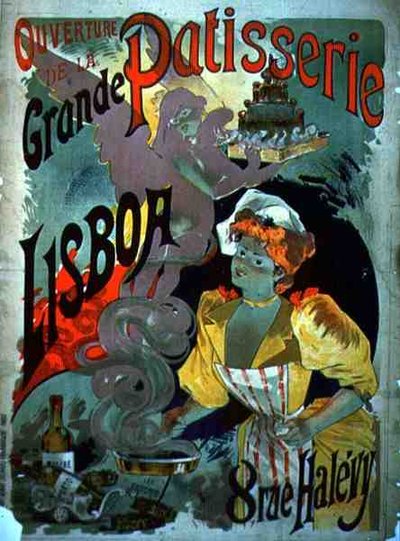 ملصق إعلاني عن "افتتاح غراند باتيسيري لشبونة" في باريس ، ج. 1895 (لون ليثو) بواسطة اميل جورج جيران