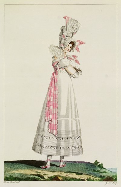 فستان صيفي ، لوحة أزياء من "Incroyables et Merveilleuses" ، نقشها جورج جاك جاتين (1773-1831) ، c.1815 بواسطة إميل جان هوراس فيرنيه