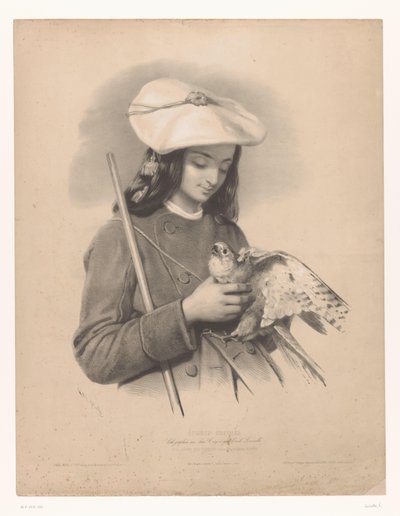 راعي من جبال البرانس يحمل صقرًا في يديه Patre des Pyrenees (Ossun) (العنوان على الكائن) دراسات لفنانين مختارين (عنوان المسلسل) اختيارات Études (عنوان السلسلة على الكائن) بواسطة إميل لاسال