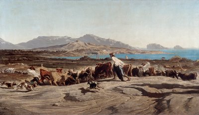 منظر لمرسيليا ، أخذ Aygalades في نزهة نهارية - رسم إميل لوبون (1809-1863) بواسطة اميل لوبون