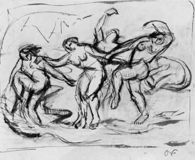 تكوين الشكل مع النساء الاستحمام والرقص. بواسطة Emile Othon Friesz
