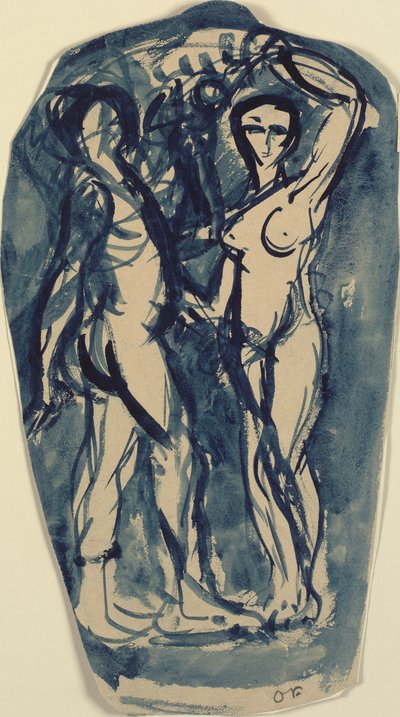 شخصيتان واقفتان عريان (آدم وحواء؟). بواسطة Emile Othon Friesz