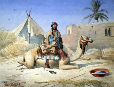 بدوي بجانب جمله، ربما في مصر"، حوالي 1836-1843. لوحة مائية. إميل بريسي دي أفين (1807-1879) مهندس معماري ومهندس ومستشرق فرنسي. بواسطة إميل بريس دافين