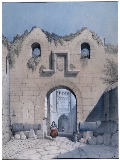 منظر لبوابة الجادة. مونت سانت ميشيل. رسم بواسطة Emile Sagot Musee Municipal d