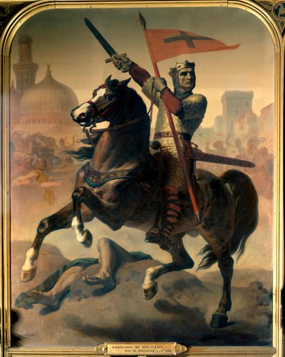 صورة الفروسية لجودفروي (أو جودفروي) لبويلون (1040 / 61-1100) ، ملك القدس لوحة لإميل سيغنول (1804-1892) 1844 قاتمة 2،98 × 2،30 م فرساي. متحف شاتو بواسطة Emile Signol