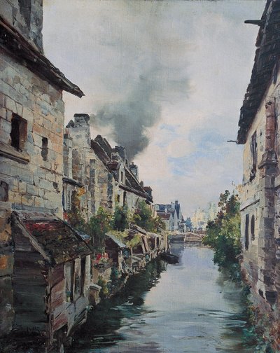 قناة بوليو ، منظر للجسر على الطريق من Loches إلى Beaulieu. 1891 (زيت على قماش) بواسطة إيمانويل لانسير