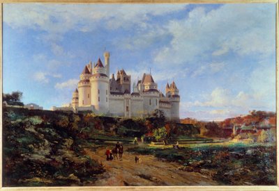 منظر لقلعة Pierrefonds في Oise لوحة رسمها Emmanuel Lansyer (1835-1893) Beauvais في القرن التاسع عشر. Musee Departemental de l