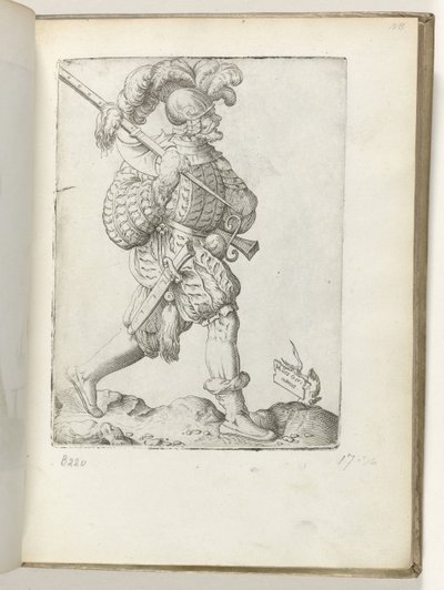جندي ألماني (العنوان على الكائن) Duitse Soldaat ، gekleed volgens de mode van ca. 1550 مواقف الدول المختلفة في عصرنا (عنوان المسلسل) بواسطة Enea Vico