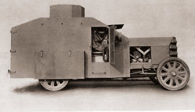 سيارة بريطانية مدرعة خلال الحرب العالمية الأولى ، من أخبار الحرب المصورة ، 1915 بواسطة مصور انجليزى