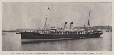 سفينة جديدة لخدمة Harwich-Antwerp ، شركة Great Eastern Company Railway Company Passenger Steamer Brussels بواسطة مصور انجليزى