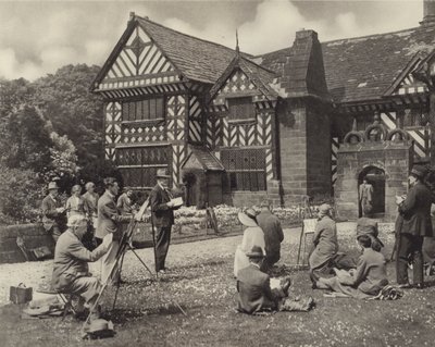 فصل رسم في Speke Hall (صورة b / w) بواسطة مصور انجليزى