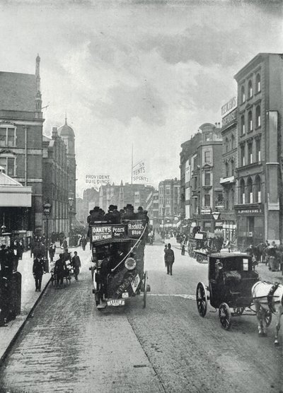 شارع Bishopsgate (بدون) ، ينظر إلى الشرق من بالقرب من شارع ليفربول (صورة b / w) بواسطة مصور انجليزى
