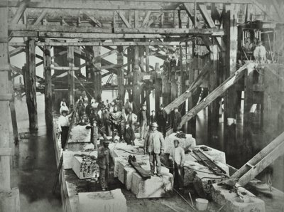 جسر بلاكفرايرز: عمال البناء ، 1869 بواسطة مصور انجليزى