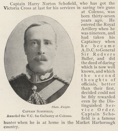 الكابتن Schofield ، منح VC لـ Gallantry في Colenso بواسطة مصور انجليزى