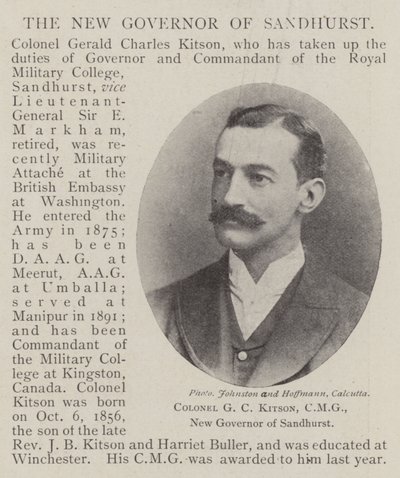 العقيد GC Kitson ، CMG ، الحاكم الجديد لـ Sandhurst بواسطة مصور انجليزى