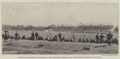 لاعبو الكريكيت الإنجليزية في أستراليا ، Adelaide Cricket Oval ، الفريق الإنجليزي في الميدان بواسطة مصور انجليزى