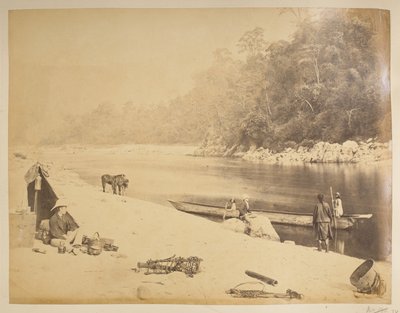 العبارة على تيستا ، بالقرب من بيركوتي.  مناظر لدارجيلنج. 1870 بواسطة مصور انجليزى