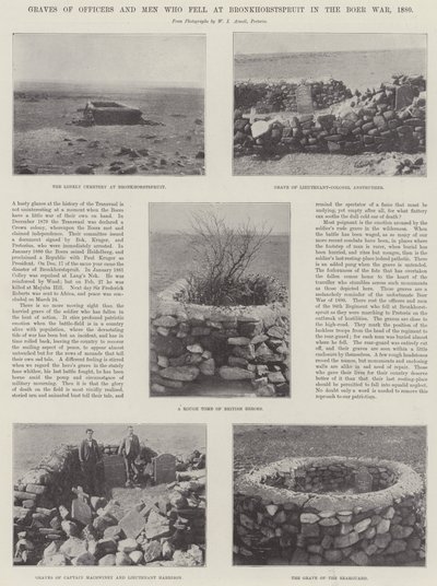قبور الضباط والرجال الذين سقطوا في برونخورستسبرويت في حرب البوير ، 1880 بواسطة مصور انجليزى