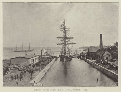 رصيف هاليفاكس Graving Dock ، HMS Canada يدخل حوض بواسطة مصور انجليزى