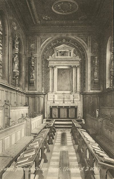 Interior, Pembroke College Chapel, Oxford, Oxfordshire (b/w photo) بواسطة مصور انجليزى