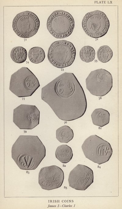 Irish Coins, James I, Charles I (b/w photo) بواسطة مصور انجليزى
