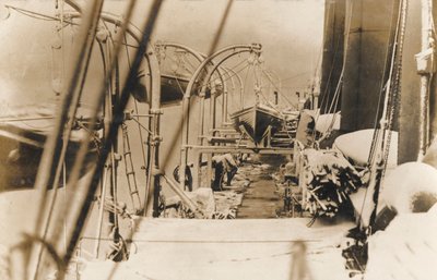 Life boats on a liner (b/w photo) بواسطة مصور انجليزى